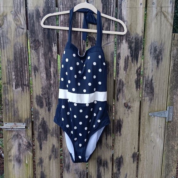 Other - BODEN Navy With White Polka Dots Women's One-piece Swimsuit 12R